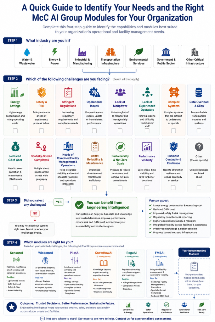 Four-step guide to identify organizational needs and recommended McC AI Group